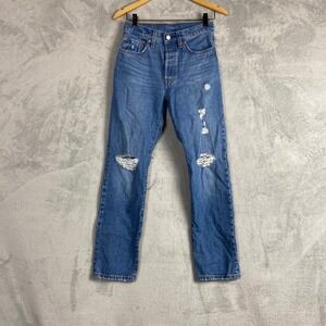 Levis 501 Original Ankle Distressed Jeans Blue W26 L30 12501-0434 Button Fly